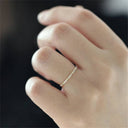 Gold Heart Pave Setting Thin Stackable Ring
