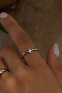 Stainless Steel Textured Stackable Cross Ring