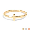 Gold Textured Stackable Cross Ring